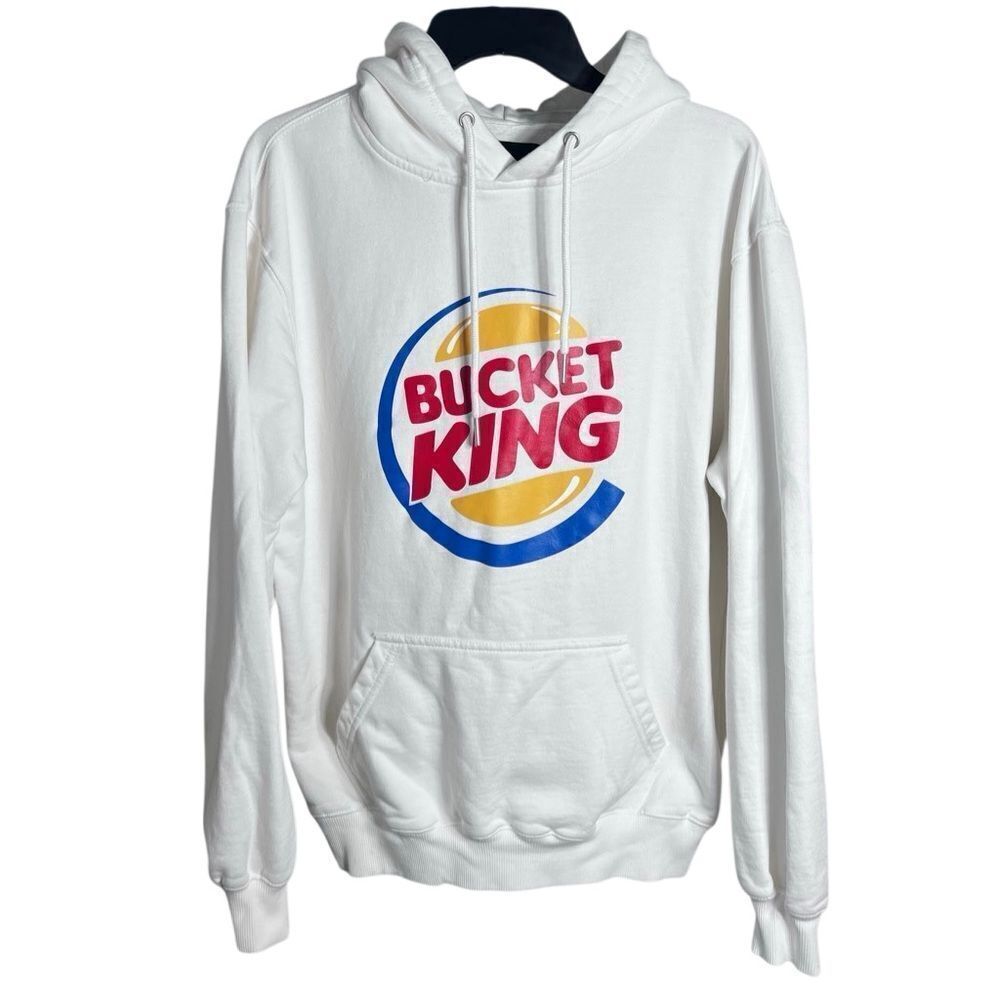 THE HOOP SAUCE BUCKET KING WHITE BASKETBALL HOODIE Size XL